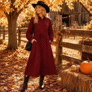 Woolrich x Target Buffalo Check Utility Midi Shirt Dress